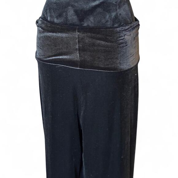 Black Velvet Gaucho Pants Foldover Waist Y2K Goth Indie Made in USA - Picture 5 of 7